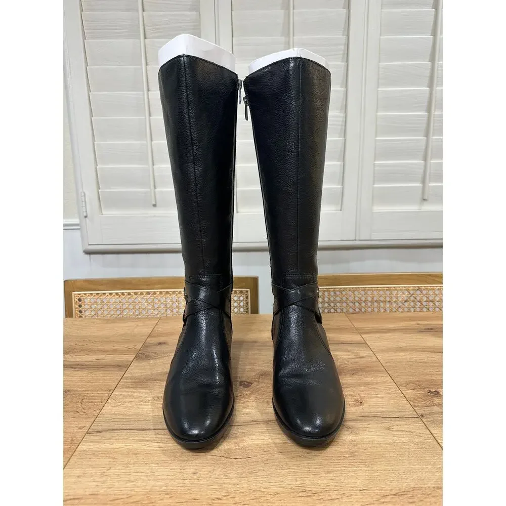 Naturalizer Rena 2 Riding Boots Knee High Black Leather Size 9.5 NIB Sleek Comfy